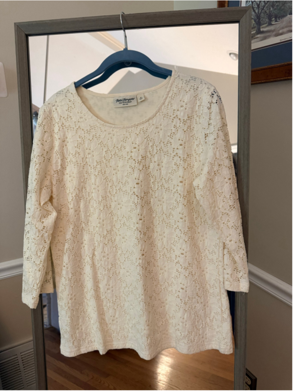 Women's Norm Thompson Beige Lace Long Sleeve Top Size M